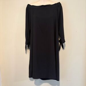 Black LOFT Off the Shoulder Shift Dress 3/4 Sleeves Size Small
